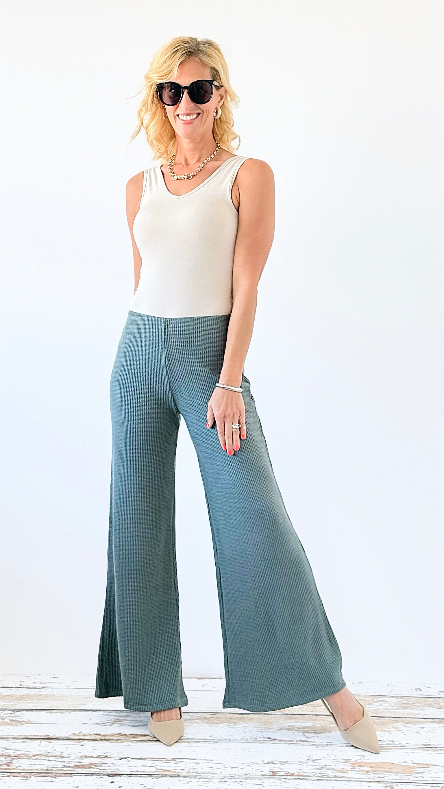 Shoreline Wide Leg Knit Pants - Ash Jade-170 Bottoms-Zenana-Coastal Bloom Boutique, find the trendiest versions of the popular styles and looks Located in Indialantic, FL