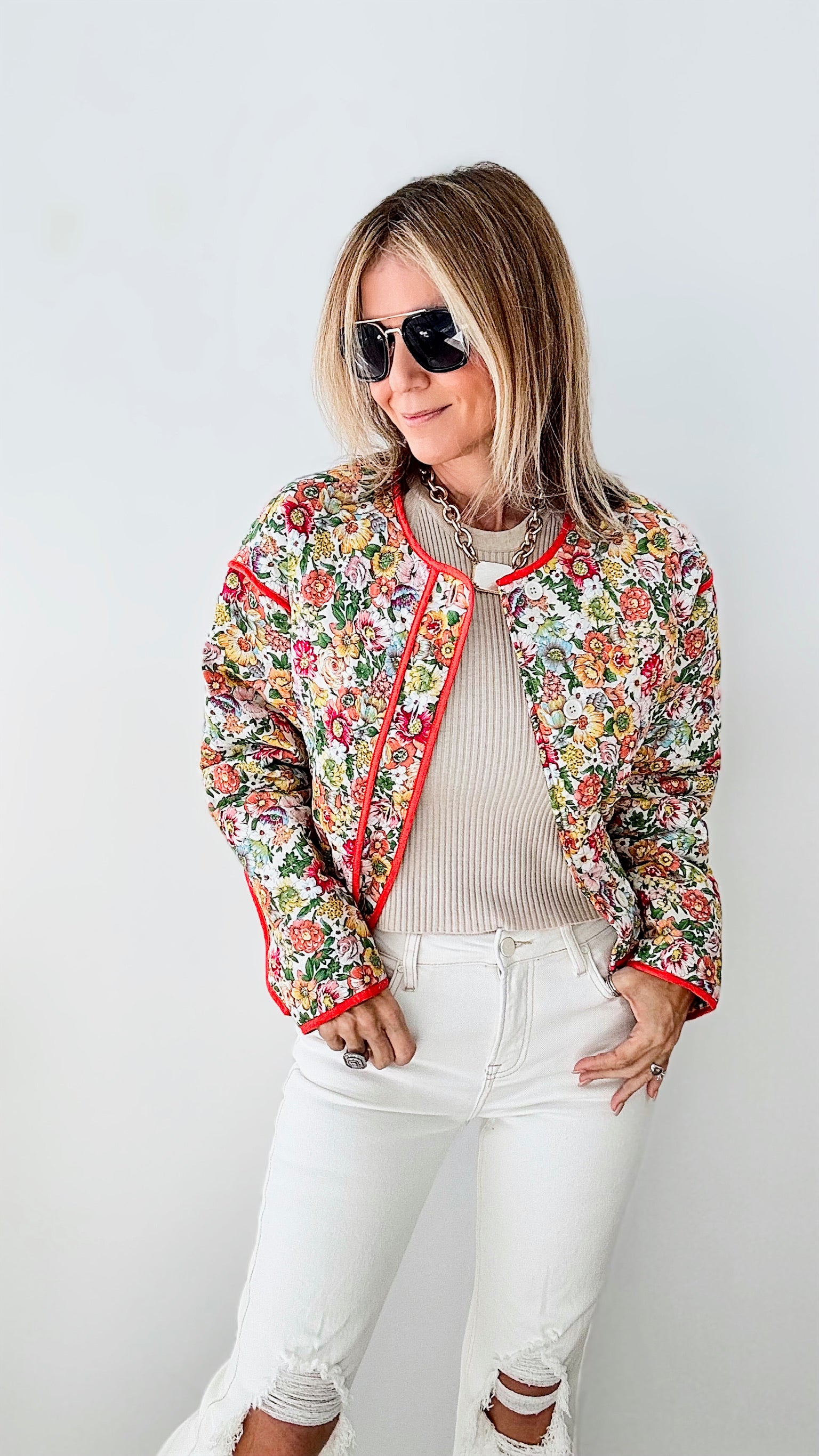 Charming Chic Floral Quilted Cotton Jacket-160 Jackets-&MERCI-Coastal Bloom Boutique, find the trendiest versions of the popular styles and looks Located in Indialantic, FL