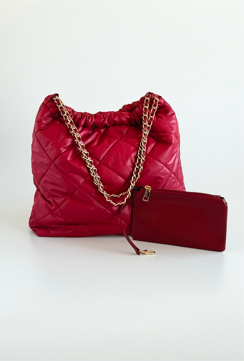 Say Less Quilted Shoulder Bag - Burgundy-240 Bags-NYW-Coastal Bloom Boutique, find the trendiest versions of the popular styles and looks Located in Indialantic, FL