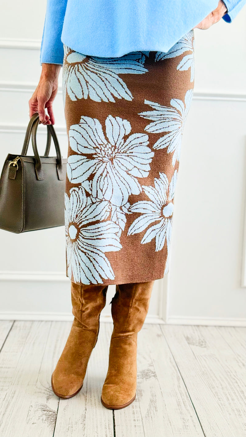 Bloom Boulevard Knit Skirt-170 Bottoms-ROUSSEAU-Coastal Bloom Boutique, find the trendiest versions of the popular styles and looks Located in Indialantic, FL