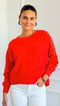 Spice Route Seam Detail Sweater - Burnt Orange-140 Sweaters-Zenana-Coastal Bloom Boutique, find the trendiest versions of the popular styles and looks Located in Indialantic, FL