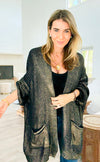 Mirrored Metallic Sugar High Italian Cardigan- Navy/Gold-150 Cardigan Layers-Italianissimo-Coastal Bloom Boutique, find the trendiest versions of the popular styles and looks Located in Indialantic, FL
