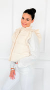 Ruffle & Ready Bow Puffer Vest - Cream-VEST-Jodifl-Coastal Bloom Boutique, find the trendiest versions of the popular styles and looks Located in Indialantic, FL