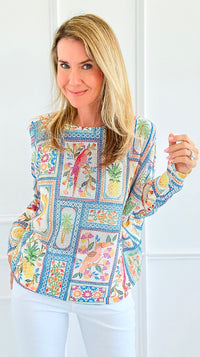 Tropical Windows Italian St Tropez Sweater-140 Sweaters-SORPRESA-Coastal Bloom Boutique, find the trendiest versions of the popular styles and looks Located in Indialantic, FL