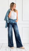 Statement Two-Tone Denim Pants-170 Bottoms-Elan-Coastal Bloom Boutique, find the trendiest versions of the popular styles and looks Located in Indialantic, FL