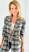 Bee Chic Italian Blazer- Gray-160 Jackets-TATTOO Z-Coastal Bloom Boutique, find the trendiest versions of the popular styles and looks Located in Indialantic, FL