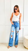 High Waisted Wide Leg Ripped Jean-170 Bottoms-Vibrant M.i.U-Coastal Bloom Boutique, find the trendiest versions of the popular styles and looks Located in Indialantic, FL