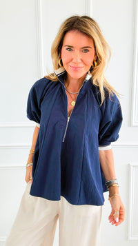 Polished Play Pinstripe Top - Navy