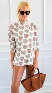 Wild Hearts Turtleneck Italian Knit Sweater-140 Sweaters-SORPRESA-Coastal Bloom Boutique, find the trendiest versions of the popular styles and looks Located in Indialantic, FL