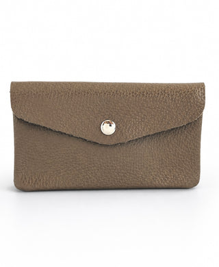Foldover Italian Leather Wallet- Taupe