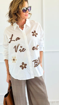 La Vie Est Belle Italian Woven Top-110 Long Sleeve Tops-TATTOO Z-Coastal Bloom Boutique, find the trendiest versions of the popular styles and looks Located in Indialantic, FL