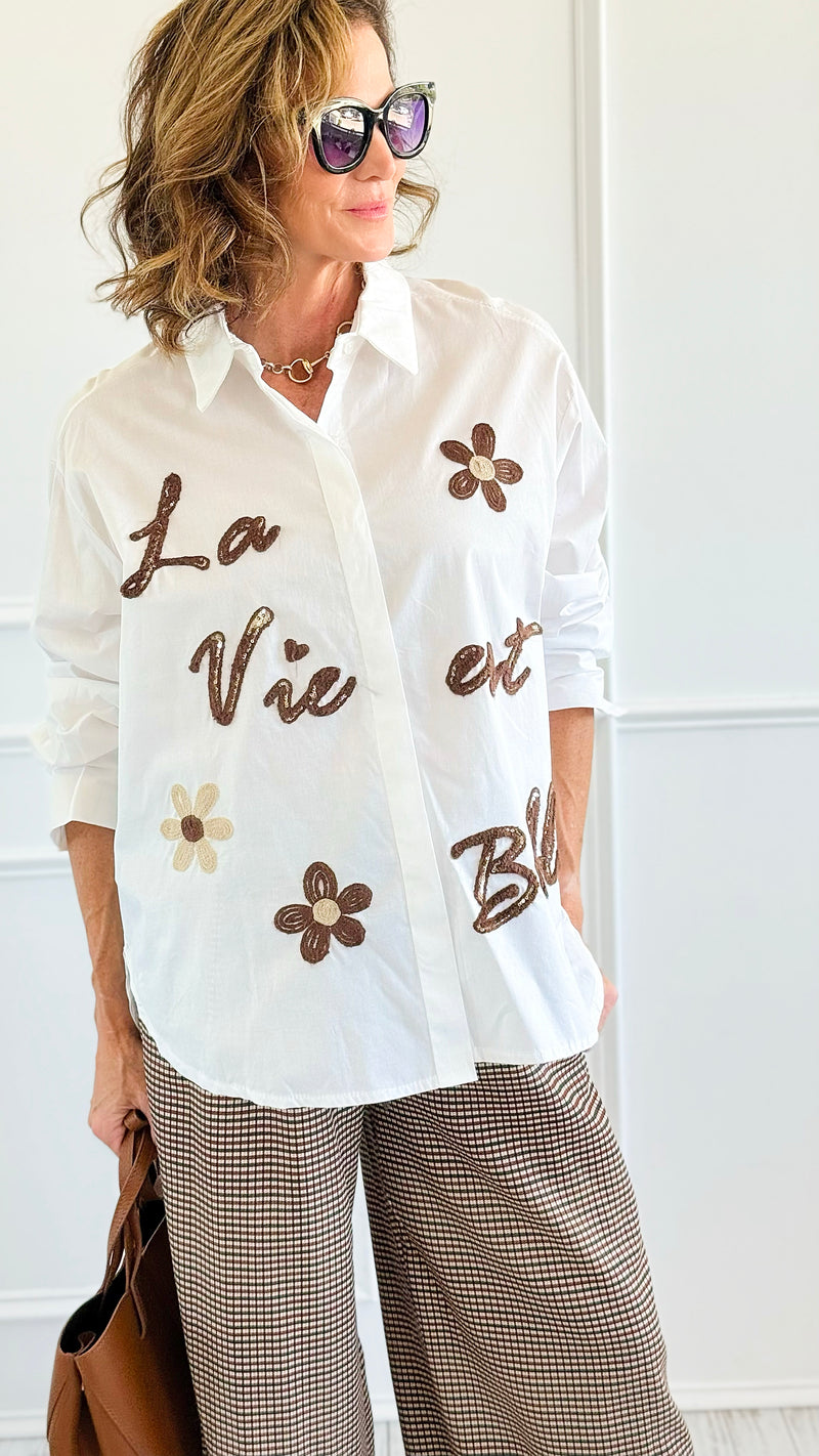 La Vie Est Belle Italian Woven Top-110 Long Sleeve Tops-TATTOO Z-Coastal Bloom Boutique, find the trendiest versions of the popular styles and looks Located in Indialantic, FL