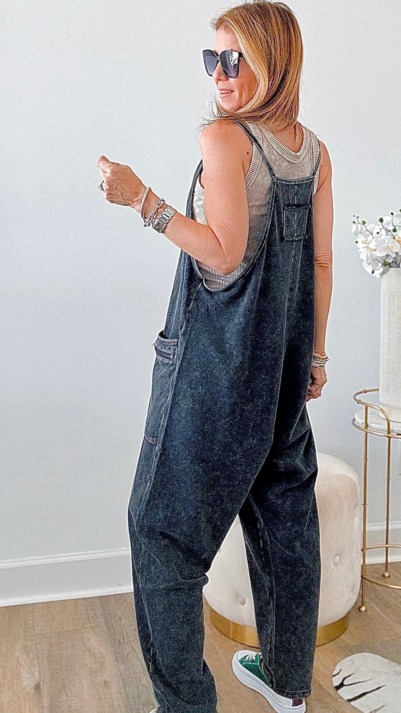 Mineral Washed French Terry Comfy Jumpsuit-200 Dresses/Jumpsuits/Rompers-CES FEMME-Coastal Bloom Boutique, find the trendiest versions of the popular styles and looks Located in Indialantic, FL