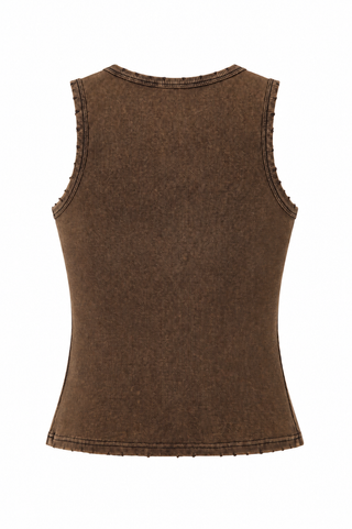 Washed Sleeveless Everyday Tank Top - Coffee