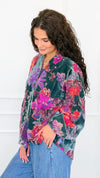 Velvet Bloom Button Down Top-130 Long Sleeve Tops-Jodifl-Coastal Bloom Boutique, find the trendiest versions of the popular styles and looks Located in Indialantic, FL