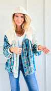 Ruffled Patchwork Hoodie-110 Long Sleeve Tops-POL-Coastal Bloom Boutique, find the trendiest versions of the popular styles and looks Located in Indialantic, FL