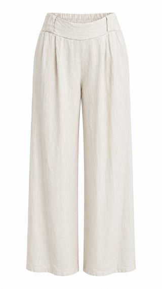 Linen Italian Flare- Leg Pant- Ecru