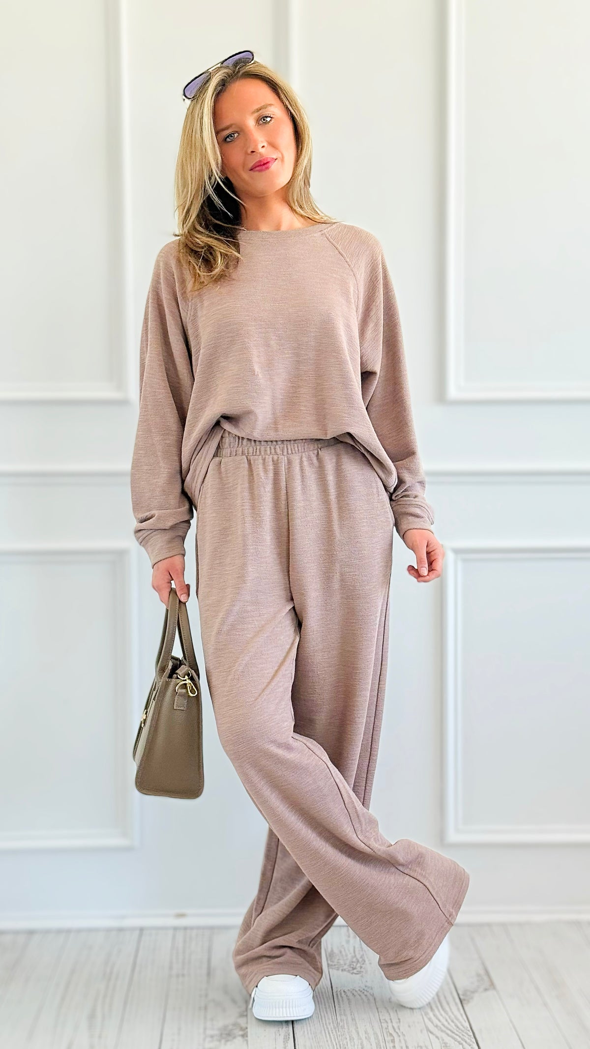 Relax Mode Long Sleeve Slub Knit Set -Cocoa-210 Loungewear/Sets-Zenana-Coastal Bloom Boutique, find the trendiest versions of the popular styles and looks Located in Indialantic, FL