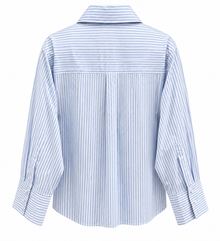 Tie Neck Stripe Shirt - Blue