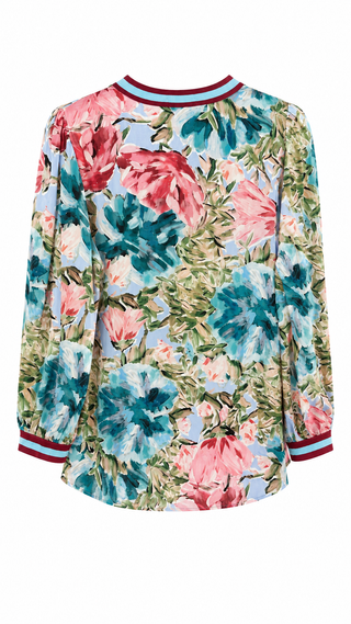 Vibrant Floral Split Neck Top