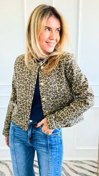 Leopard Printed Cropped Jacket