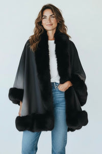 Midnight Spark Cape Poncho - Black-160 Jackets-NYW-Coastal Bloom Boutique, find the trendiest versions of the popular styles and looks Located in Indialantic, FL