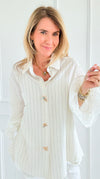 Whimsy Watch Button Detail Ruffle Bell Sleeve Italian Blouse-110 Long Sleeve Tops-TATTOO Z-Coastal Bloom Boutique, find the trendiest versions of the popular styles and looks Located in Indialantic, FL