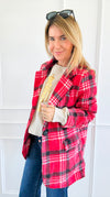 Glittering Plaid Italian Blazer-160 Jackets-TATTOO Z-Coastal Bloom Boutique, find the trendiest versions of the popular styles and looks Located in Indialantic, FL