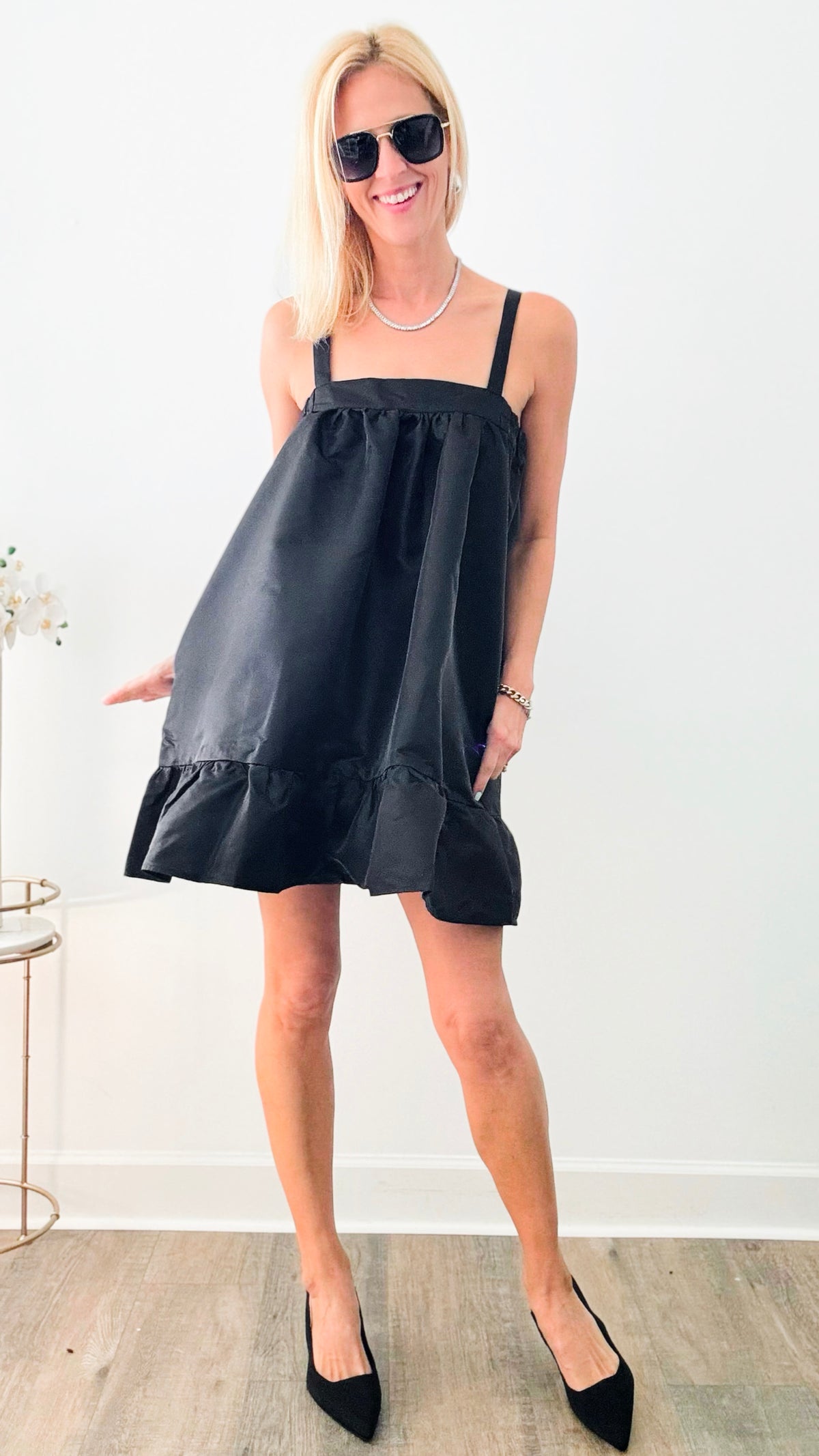 Ruffle Mini Dress - Black-200 Dresses/Jumpsuits/Rompers-Rousseau-Coastal Bloom Boutique, find the trendiest versions of the popular styles and looks Located in Indialantic, FL