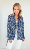 Ocean Breeze Belted Jacket-160 Jackets-Rousseau-Coastal Bloom Boutique, find the trendiest versions of the popular styles and looks Located in Indialantic, FL