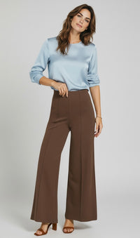 Line Flow Cropped Pants - Brown-170 Bottoms-Zenana-Coastal Bloom Boutique, find the trendiest versions of the popular styles and looks Located in Indialantic, FL