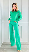 Mid Rise Betty Wide Jeans - Kelly Green-170 Bottoms-Vibrant M.i.U-Coastal Bloom Boutique, find the trendiest versions of the popular styles and looks Located in Indialantic, FL