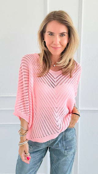 Capri Italian Knit Top- Peach-140 Sweaters-Italianissimo-Coastal Bloom Boutique, find the trendiest versions of the popular styles and looks Located in Indialantic, FL