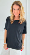 Easy Days Italian Top- Black-110 short Sleeve Top-Italianissimo-Coastal Bloom Boutique, find the trendiest versions of the popular styles and looks Located in Indialantic, FL