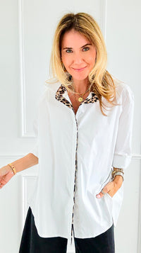 Wild Contrast Collar Italian Shirt-110 Long Sleeve Tops-STAR SRL-Coastal Bloom Boutique, find the trendiest versions of the popular styles and looks Located in Indialantic, FL