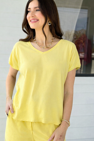 Alys Cotton Italian Top- Yellow
