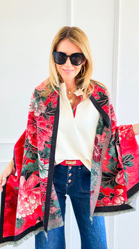 Imperial Peony Blanket Scarf-260 Other Accessories-Original USA-Coastal Bloom Boutique, find the trendiest versions of the popular styles and looks Located in Indialantic, FL