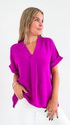 The Jetsetter Blouse - Magenta-110 short Sleeve Top-2 Hearts-Coastal Bloom Boutique, find the trendiest versions of the popular styles and looks Located in Indialantic, FL