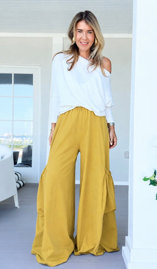 Moon Big Pocket Italian Pants - Mustard