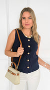Midnight Sonata Button Vest-150 Cardigans/Layers-Thinkable-Coastal Bloom Boutique, find the trendiest versions of the popular styles and looks Located in Indialantic, FL