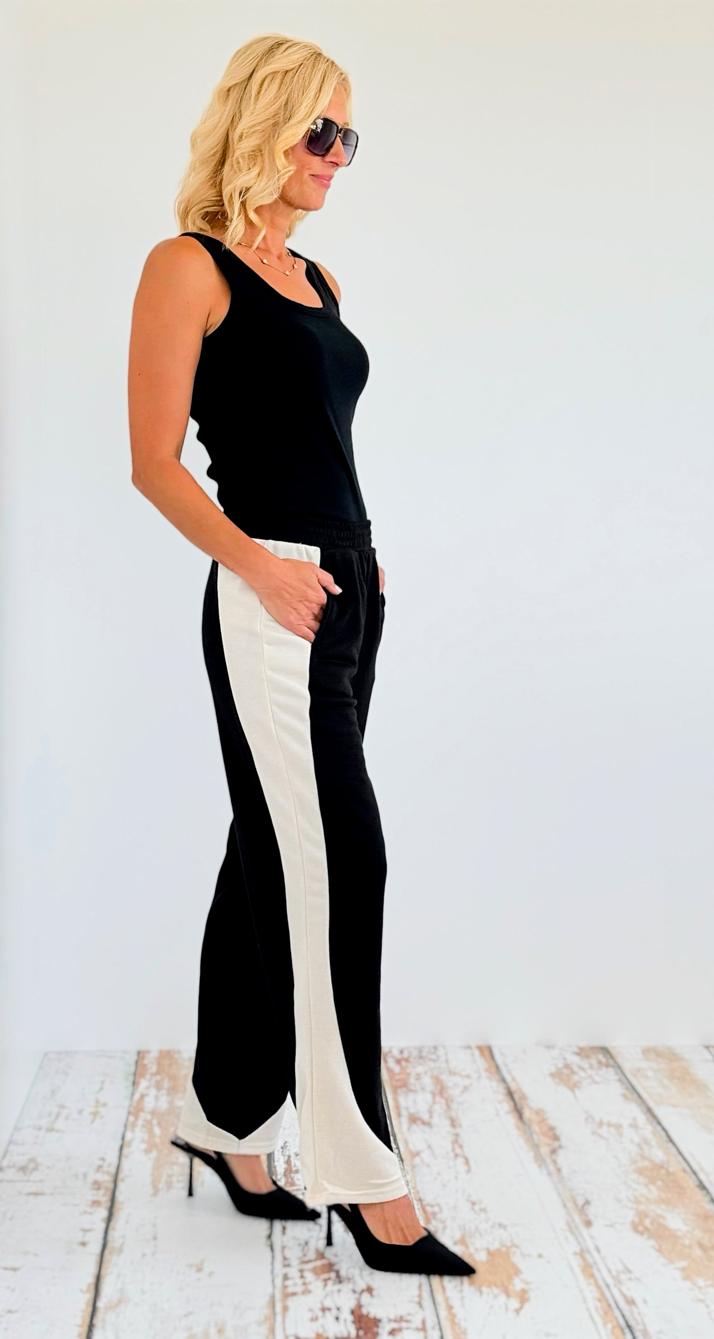 French Terry Color Block Sweatpants-170 Bottoms-Love Poem-Coastal Bloom Boutique, find the trendiest versions of the popular styles and looks Located in Indialantic, FL