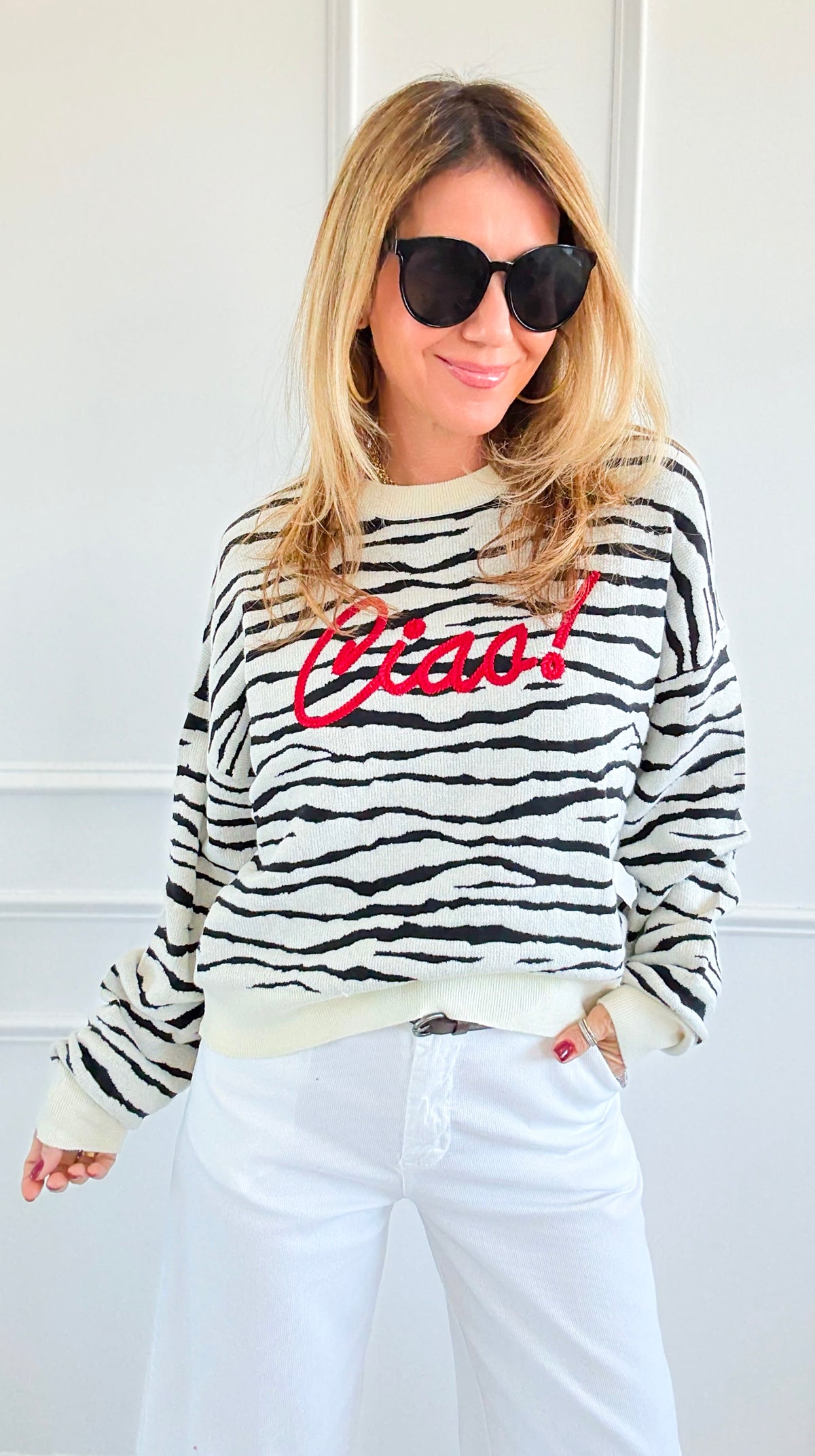 Ciao Stripes Textured Sweater-140 Sweaters-V SKY-Coastal Bloom Boutique, find the trendiest versions of the popular styles and looks Located in Indialantic, FL