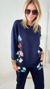 Pop of Color Navy Scuba Top-130 Long Sleeve Tops-Joh Apparel-Coastal Bloom Boutique, find the trendiest versions of the popular styles and looks Located in Indialantic, FL