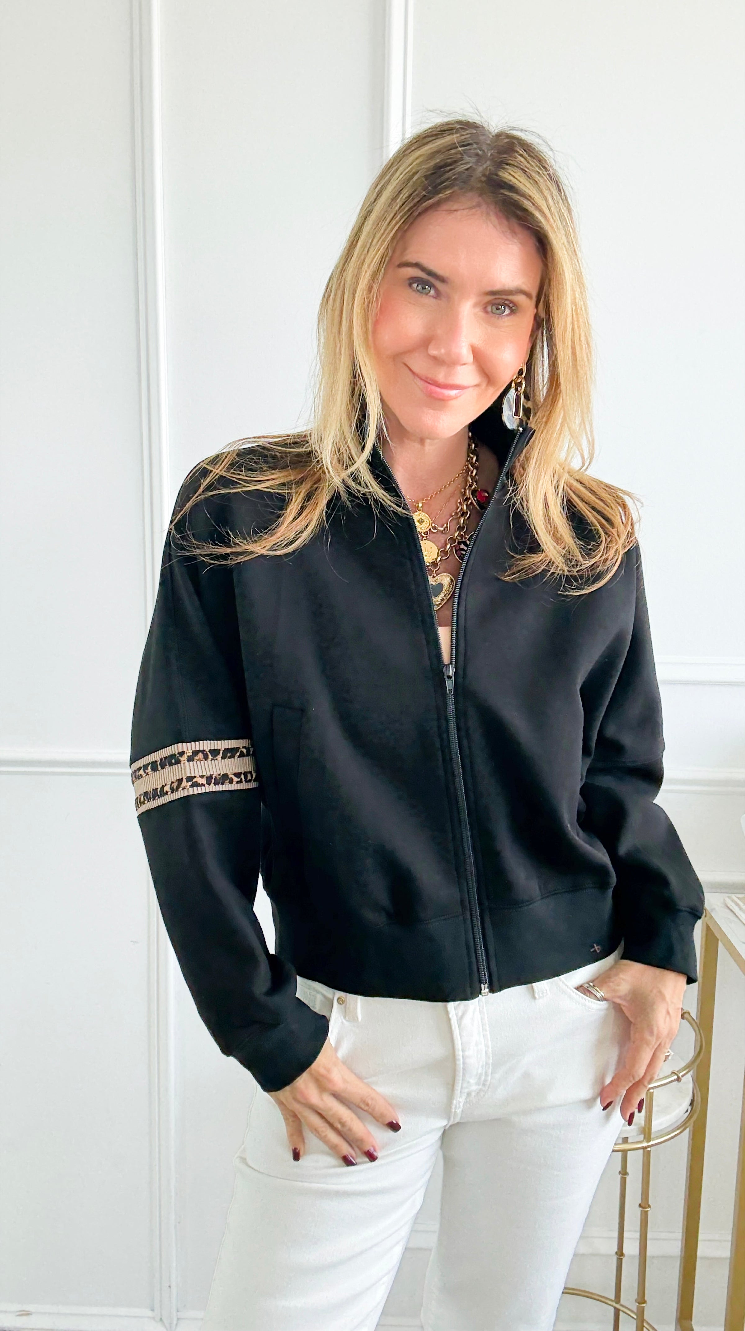 Zip-Front Cropped Lounge Jacket