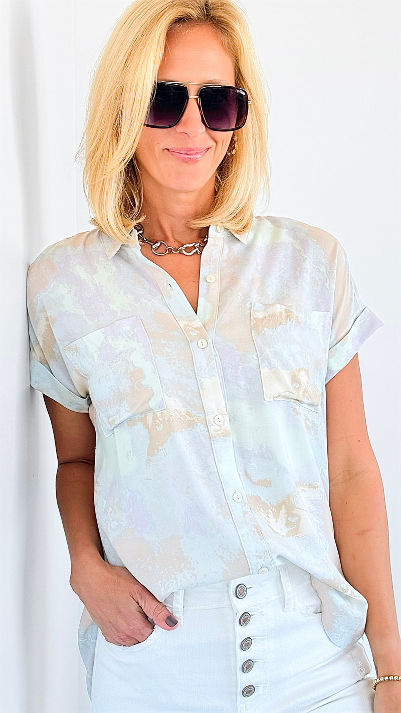 Dreamy Tie-Dye Pocket Shirt-100 Sleeveless Tops-mystree-Coastal Bloom Boutique, find the trendiest versions of the popular styles and looks Located in Indialantic, FL