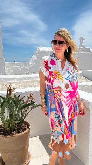Birds of Paradise Italian Button Dress