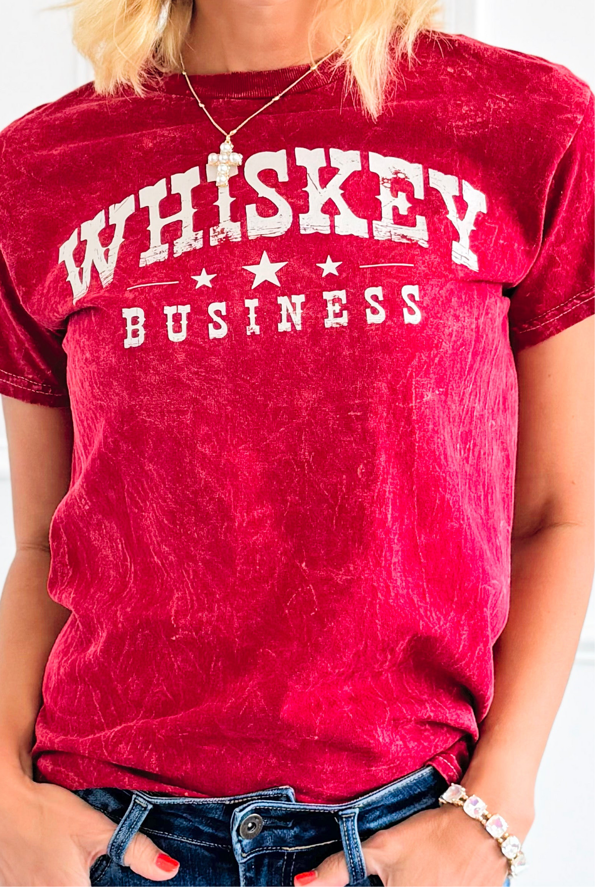 Whiskey Business Top - Mineral Red-110 Short Sleeve Tops-SUGAR STITCH-Coastal Bloom Boutique, find the trendiest versions of the popular styles and looks Located in Indialantic, FL