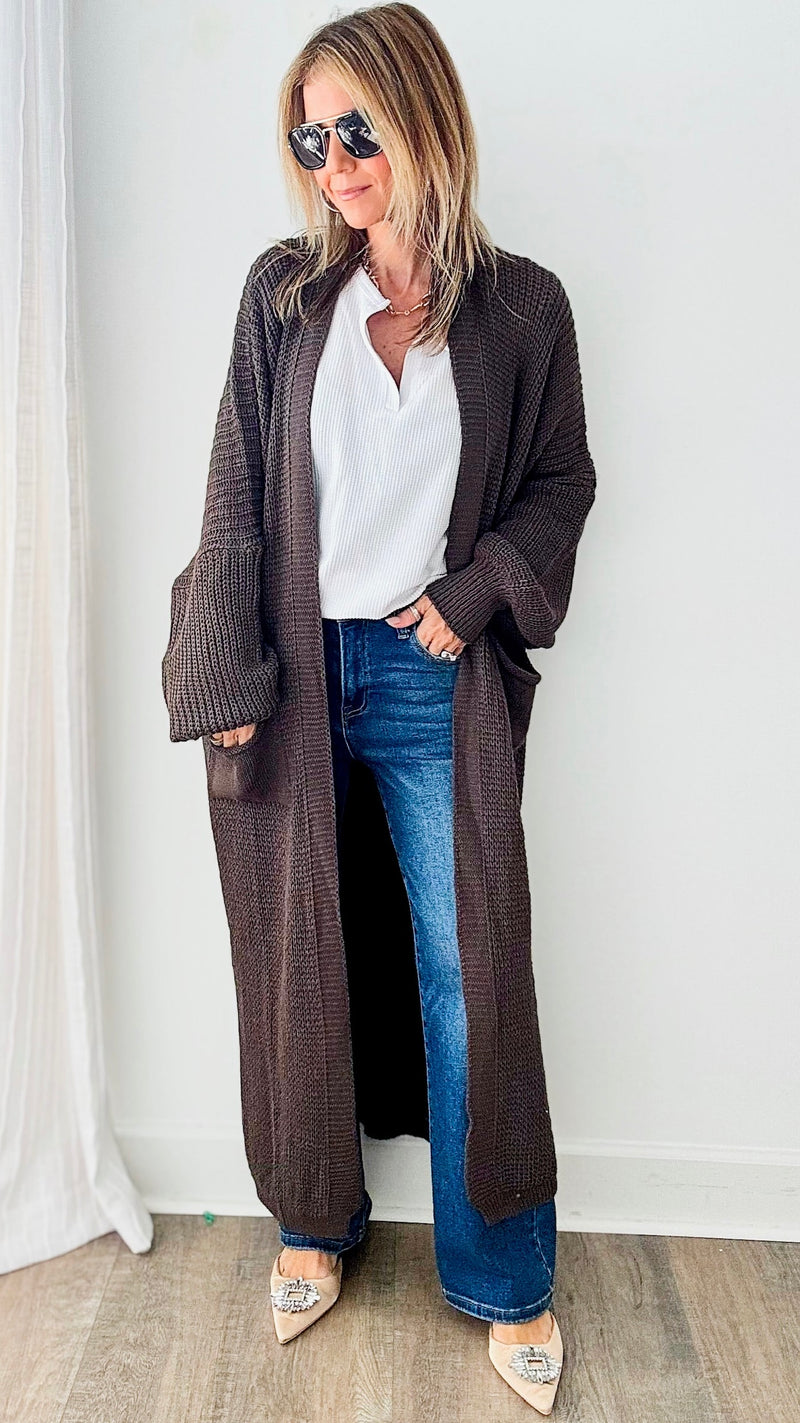 Sugar High Long Italian Cardigan- Mushroom-150 Cardigans/Layers-Germany-Coastal Bloom Boutique, find the trendiest versions of the popular styles and looks Located in Indialantic, FL
