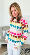 Candy All Over Hearts Pullover Sweater-140 Sweaters-&MERCI-Coastal Bloom Boutique, find the trendiest versions of the popular styles and looks Located in Indialantic, FL
