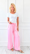 Angora Italian Satin Pant - Bubble Pink-170 Bottoms-Italianissimo-Coastal Bloom Boutique, find the trendiest versions of the popular styles and looks Located in Indialantic, FL
